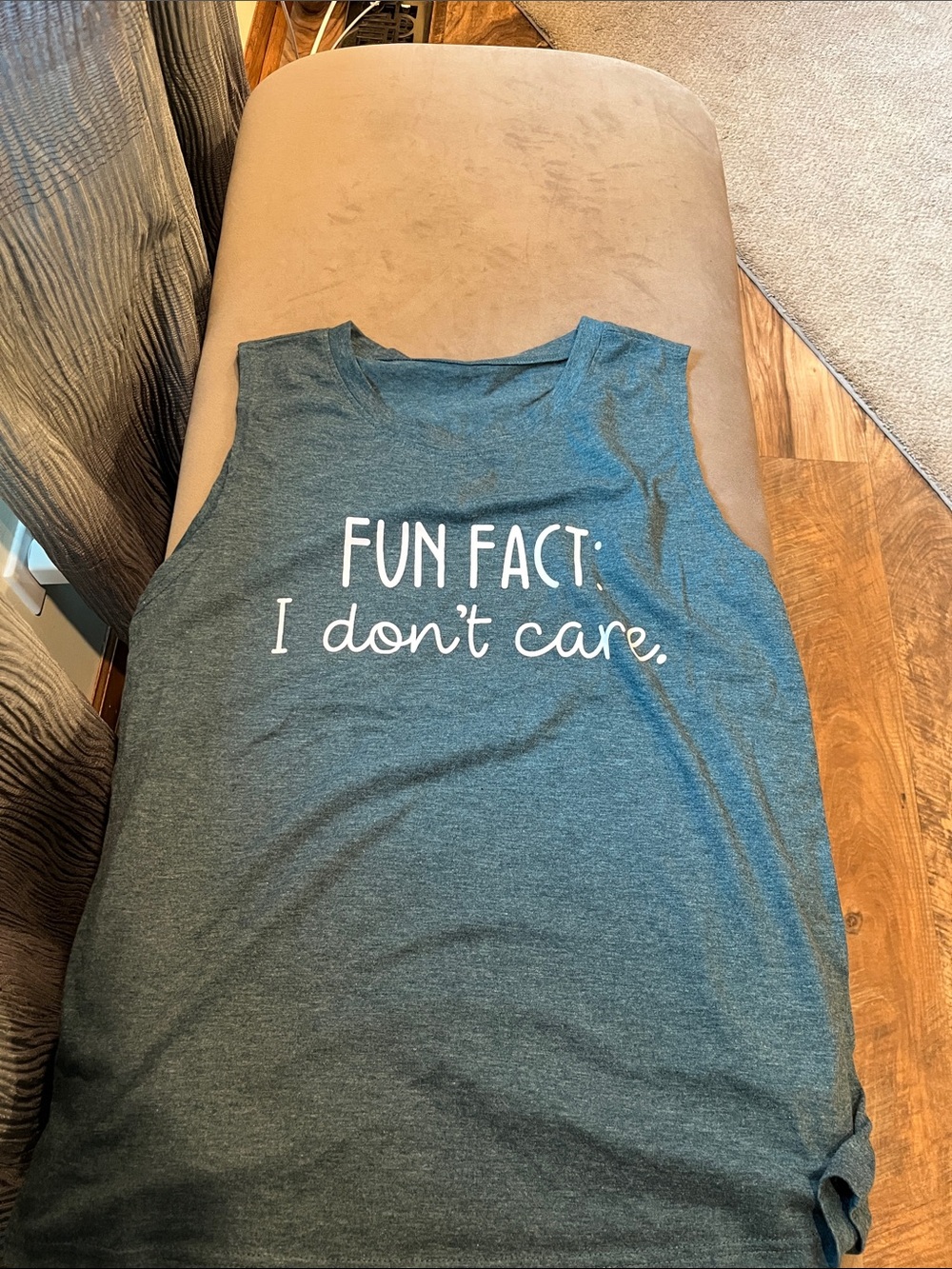 Source Unknown Teal Muscle Tee with White Text